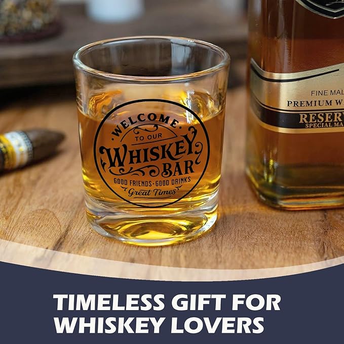 Whiskey Bar Glasses 10 oz, Whiskey Lovers Gifts, Whisky Gifts Old Fashioned Rocks Glasses for Women Men Drinking Scotch Bourbon Cocktail Liquor Vodka