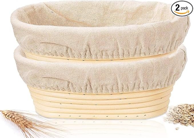 Banneton Bread Proofing Basket, 2 Pack 10 Inch Oval Sourdough Proofing Basket, Sourdough Bread Baking Supplies for Making Baking Fermentation Food Storage Tools