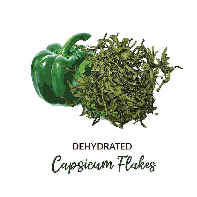 SHROOTS Green Dehydrated Bell Pepper Flakes ??Dried Capsicum Vegetable for for Soup Mix, Kosher, Gluten Free, Non GMO Everyday Cooking Essentials Emergency Food Supply No Added Salt, Camping & Hiking Meals, 1.59 oz, Pack of 1