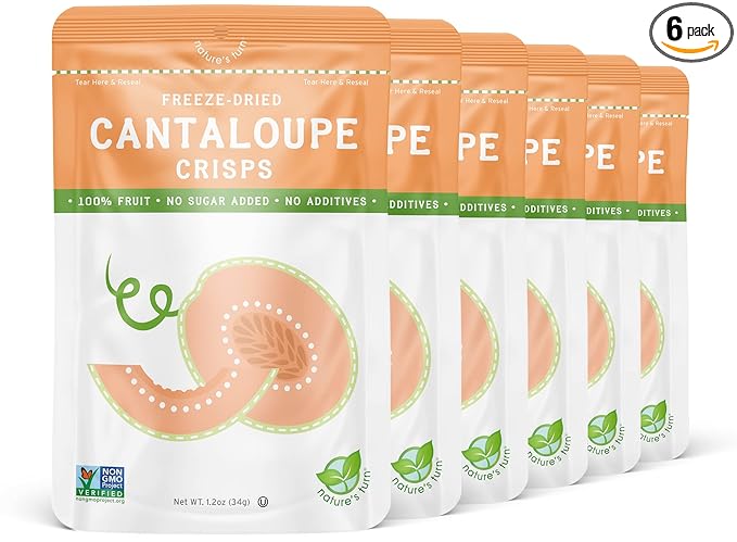 Nature?셲 Turn Freeze-Dried Fruit Snacks, Cantaloupe Crisps, Pack of 6 (1.2 oz Each)