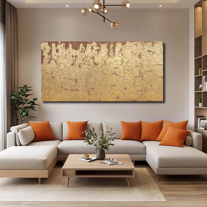 VAYIMDH Abstract Canvas Wall Art Gold Wall Painting Contemporary Home Wall Decor 29"x58" Large Artwork for Living Room Office Decor