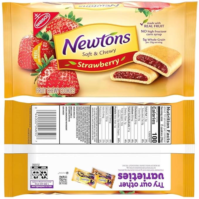 Newtons Soft & Fruit Chewy Strawberry Cookies 10 Oz (Pack Of 2) - Fig Newtons Cookies - Newtons Cookies Fig Fruit Chewy (Lyfno Trademark Spoon Included)