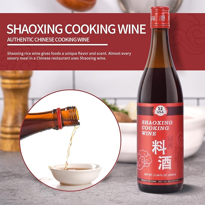 52USA Shaoxing Cooking Wine 21.64 Fl Oz, Missing Secret Ingredient Chinese Cooking Wine, Shaoxing Wine