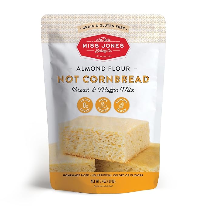 Miss Jones Baking Not Cornbread Muffin Mix - Almond Flour, Gluten Free, Low Carb, No Sugar Added, Naturally Sweetened Desserts & Treats - Keto, Diabetic, Atkins, WW, and Paleo Friendly (Pack of 1)