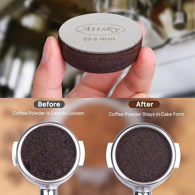 53.5mm Espresso Puck Screen, Espresso Filter for 54mm Portafilter Filter Basket, Reusable Espresso Screen with 1.7mm Thickness 150?œm 316 Stainless Steel