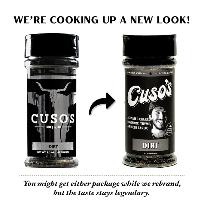 Cuso’s Dirt® BBQ Seasoning - Dirt Rub - Bold Steak & Brisket Seasoning for Smoking - Dry Rub for Meat - Steak Seasonings, Beef Rubs for Smoking & BBQ - 5 oz bottle