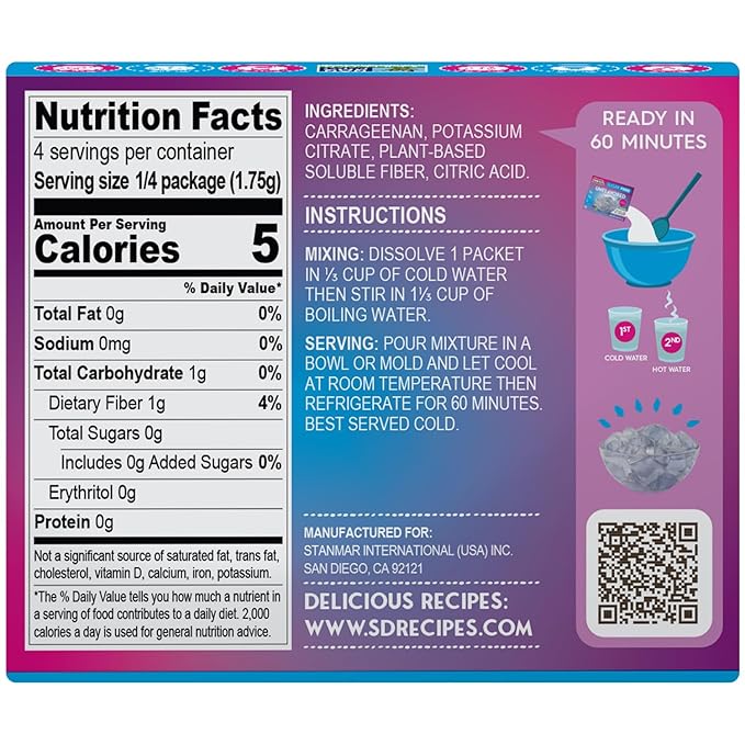 Simply Desserts Zero-Sugar Plant-Based Jel, Unflavored 6-Pack - Gelatin-Free Dessert, Keto, Diabetic Friendly & Kosher, 1.7 Oz Ea