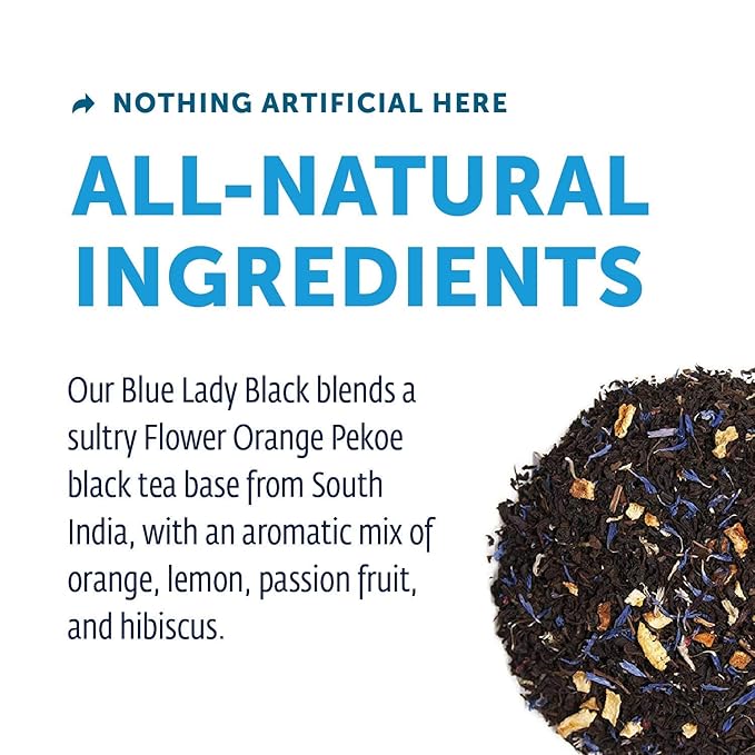 Zest Tea Premium Energy Hot Tea, High Caffeine Blend Natural & Healthy Traditional Black Coffee Substitute, Perfect for Keto, 150 mg Caffeine per Serving, Blue Lady Black Tea, Tin of 15 Sachet Bags