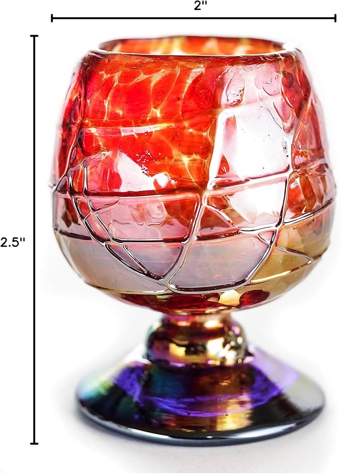 Authentic Mexican Tequila Hand Blown Shot Glasses - Set of 4-2 oz - Mini Glass Snifters - Heavy Base - Cognac (Diamond)
