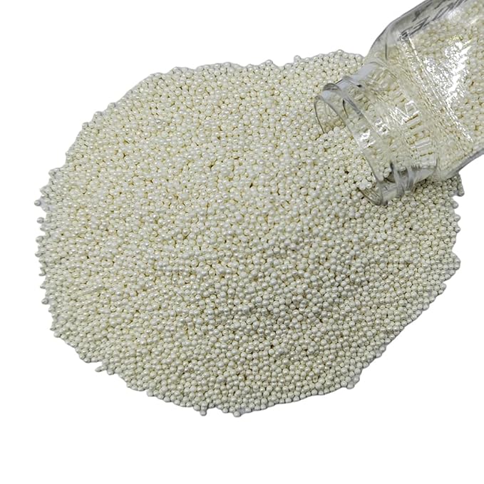 Homankit White Nonpareils Sprinkles Edible Cookie Decorations Mini Pearls for Decorating Cake, Baking, Cupcake Toppers, Ice Cream, Donuts 3.88 Ounce
