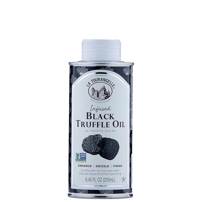 La Tourangelle, Black Truffle Oil, Complex Gourmet Earthy Flavor for Drizzling over Pasta, Popcorn, Vegetables, Potatoes, Soup and More, 8.45 Fl Oz