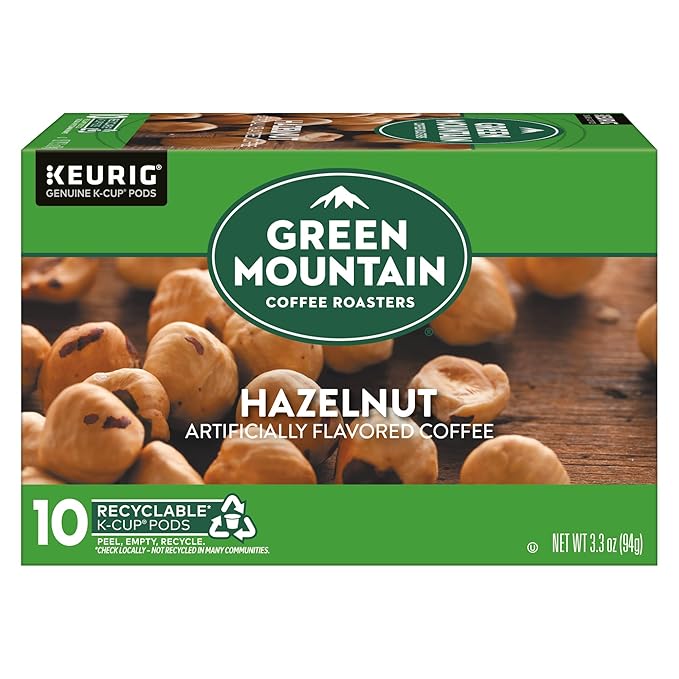 Green Mountain Coffee Roasters Hazelnut, Keurig Single Serve K-Cup Pods, Light Roast Coffee, 60 Count, (6 Packs of 10)