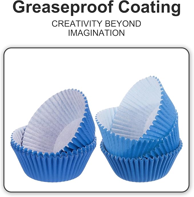 uxcell 300 Pcs Cupcake Liners, Muffins Paper Baking Cups Wrappers Standard Greaseproof for Baking Cupcake Wrapper, Blue