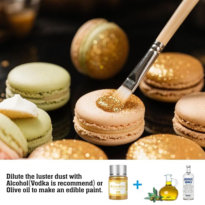 Twisweet Gold Edible Glitter for Drinks, Food Grade 10g Gold Sprinkles Cake Decorating Supplies, Edible Luster Dust for Cocktail Beverages, Food Coloring Shimmer Powder for Cupcakes Cookies Cake Decorations