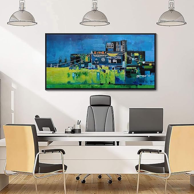 YDYSUNE Modern Abstract Wall Art for Living Room, Office & Bedroom Navy Blue City Wall Art Cityscape & Paintings for Bedroom Wall Art Pictures Wall Decor Artwork for Walls 20횞40IN