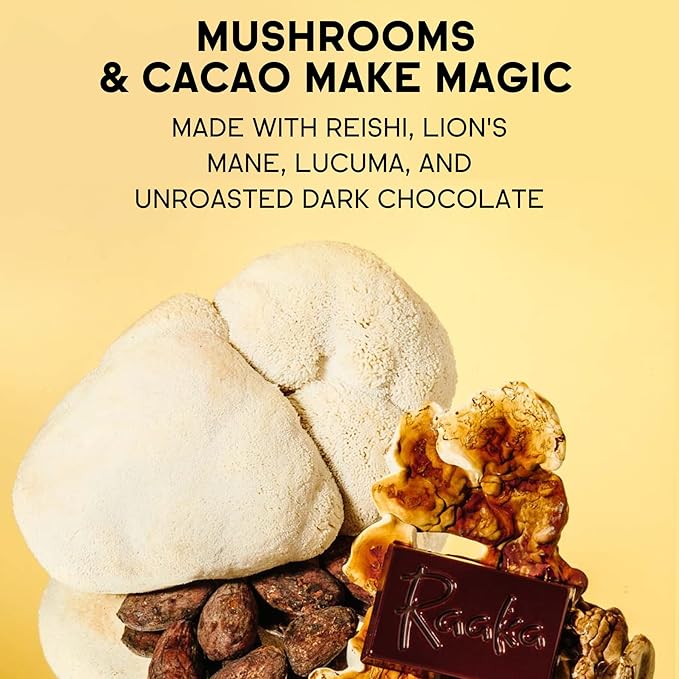 Raaka Cocoa Magic Mushroom Hot Chocolate Blend with Lion?™s Mane, Reishi and Lucuma - Gourmet Adaptogenic Mushroom Hot Chocolate - Organic, Vegan, Low Sugar, Gluten Free, Kosher - 5 oz. Bag (8 Servings)