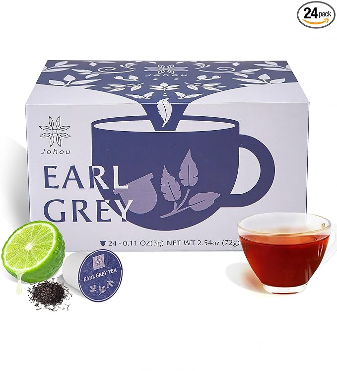 Johou Earl Grey Tea Pods, Compatible with All K-Cup Brewers & Keurig 2.0, 24 pods