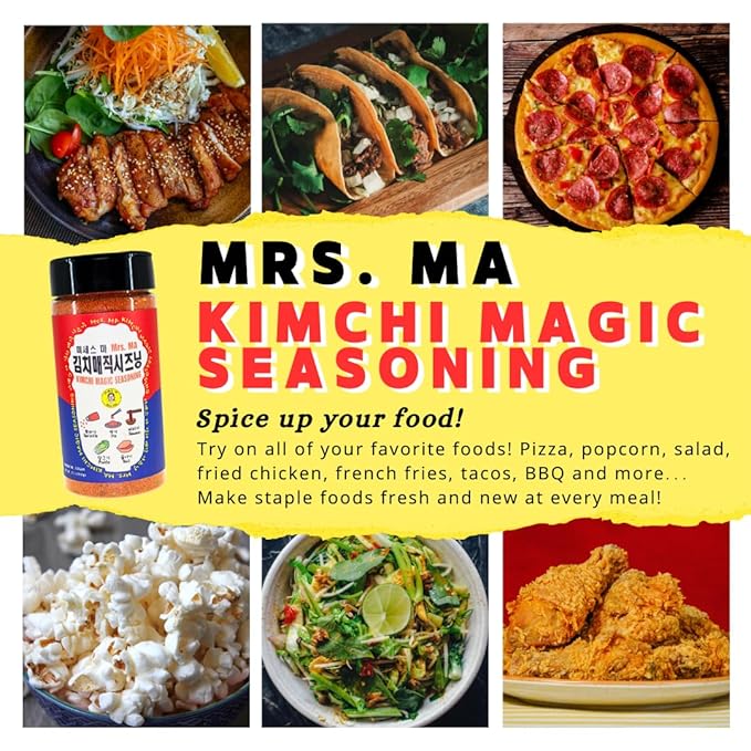 Mrs.MA Korean Kimchi Magic Powder Seasoning Mix 3.5 oz (100g) 1EA - Savory and Spicy Chili Powder Seasoning, Rich in Probiotics, Perfect for Vegetables, Meat, Soups, Snacks, and More!