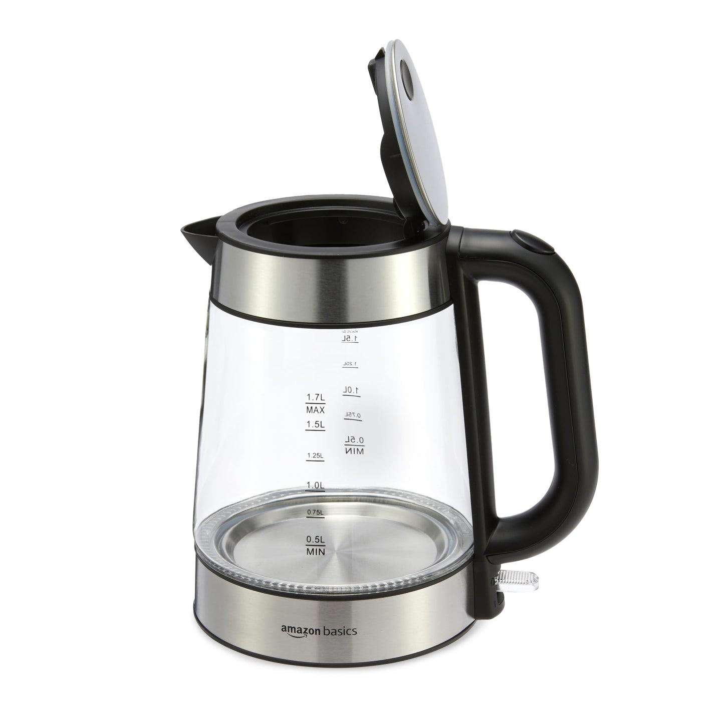 Amazon Basics Electric Kettle with Glass Carafe for Tea and Coffee, BPA-Free, Fast Boiling, Auto