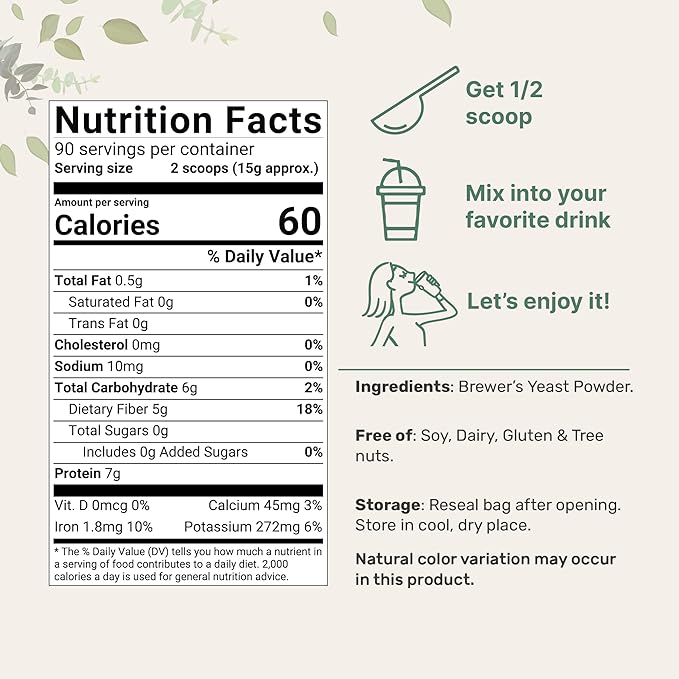 Brewers Yeast Powder for Lactation, 3lbs (90 Servings) | Debittered Brewers Yeast for Breastfeeding Support | Great for Lactation Cookies & Tea | Rich Vitamin B Complex & Protein Source | Non-GMO