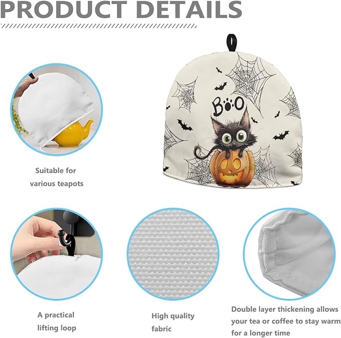 Boo Tea Cozy for Teapot Extra Thick Tea Pot Cozy for Keeping Warm Soft and Scratch Proof Teapot Insulation Cover for All Saints' Day Give to Friend Gifts