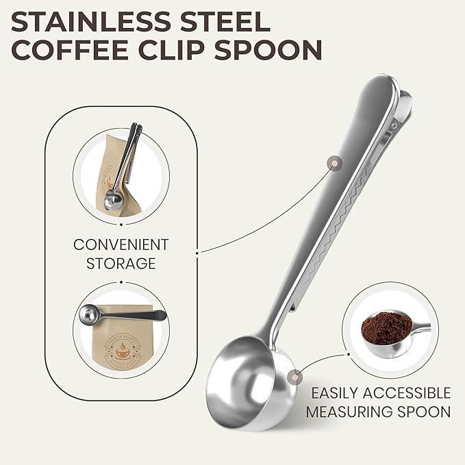 Cafe Du Chateau Moka Pot Espresso Maker - Makes 6 Espresso Cups - Stovetop Coffee Percolator with Clip Measuring Spoon - Ideal Cuban & Italian Coffee Maker