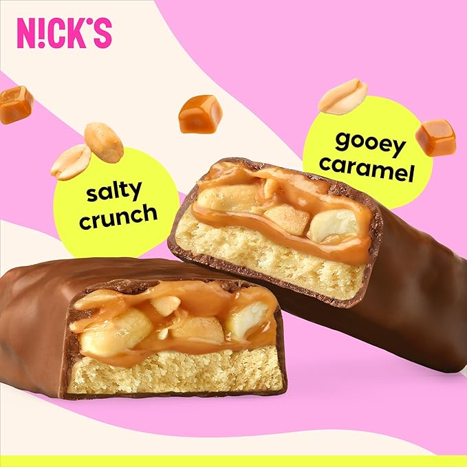 Nick?™s Variety Protein Bars ??24-Count Box |Salty Peanut, Caramel and Almond Chocolate, High Protein, Low Calories, Low Carbs, Keto Friendly, No Added Sugar