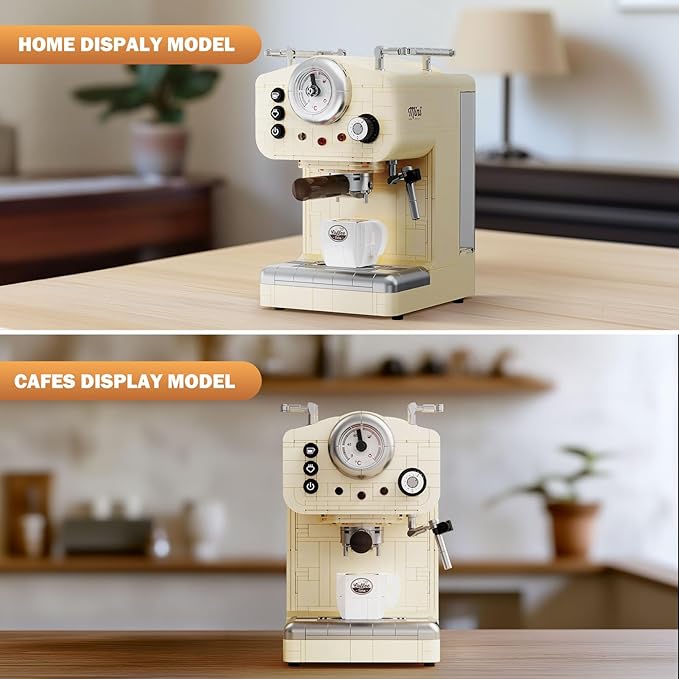 Retro Coffee Machine Building Set for Adults Boys Girls (678 Piece), Classic Semi-automatic Espresso Model Home Office Collection, Vintage Coffee Blocks Toy, Gifts for Building Blocks Lover