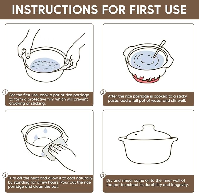 InfiOne Ceramic Pots Ceramic Soup Pot with Lid Ceramic Cookware Stockpot Rice Pot Clay Pot for Cooking (White, 1.9 Quart)