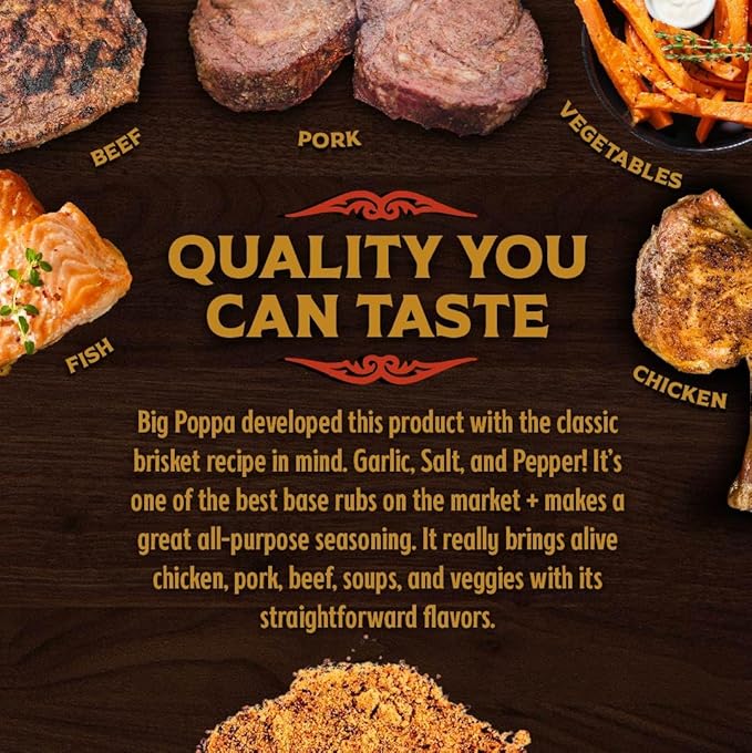 Big Poppa's Little Louie’s Garlic Salt with Black Pepper - Gluten-Free All Purpose Seasoning – Ideal as Beef, Chicken, and even Vegetable Seasoning for Cooking (14.5 Oz)