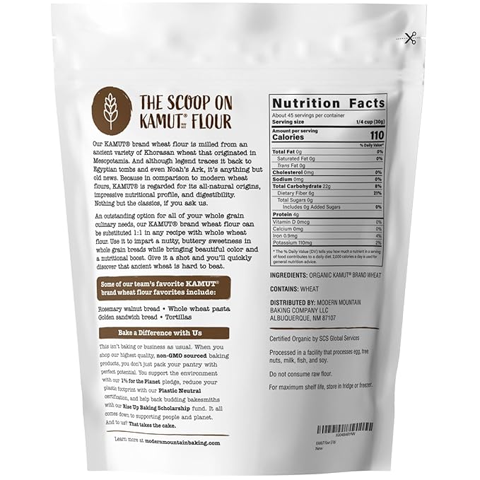KAMUT Flour (3 lb) Whole Wheat Flour, Great for Whole Grain Bread and Baking, All-Natural, USDA Organic, OU Kosher Certified, Milled from Ancient Grain, Bulk Resealable Pouch