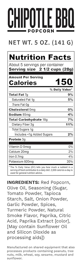 Pop Daddy Flavored Popcorn Gourmet, Chipotle BBQ Flavor Popped Popcorn, Hand Seasoned Ruby Red Kernels, Gluten Free Healthy Popcorn Snacks, 5oz Individual Bags, 3 Pack