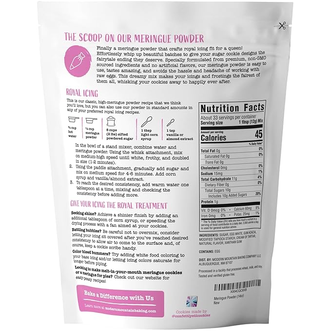 Meringue Powder (14oz) For Royal Icing, Premium Quality, High Egg White Formula, Create Incredible Royal Icing or Frosting for Sugar Cookies, Naturally Flavored, Verified Gluten Free, Non-GMO Sourced