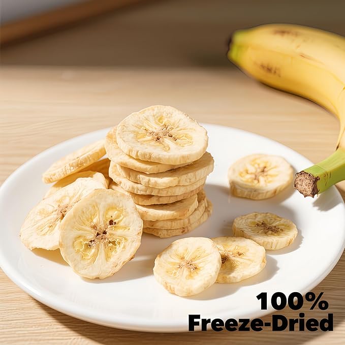 Premium Freeze-Dried Banana Slices 6oz (170g) - 100%, No Sugar Added | Crunchy Fruit Snacks for Outdoor Adventures & Snacking