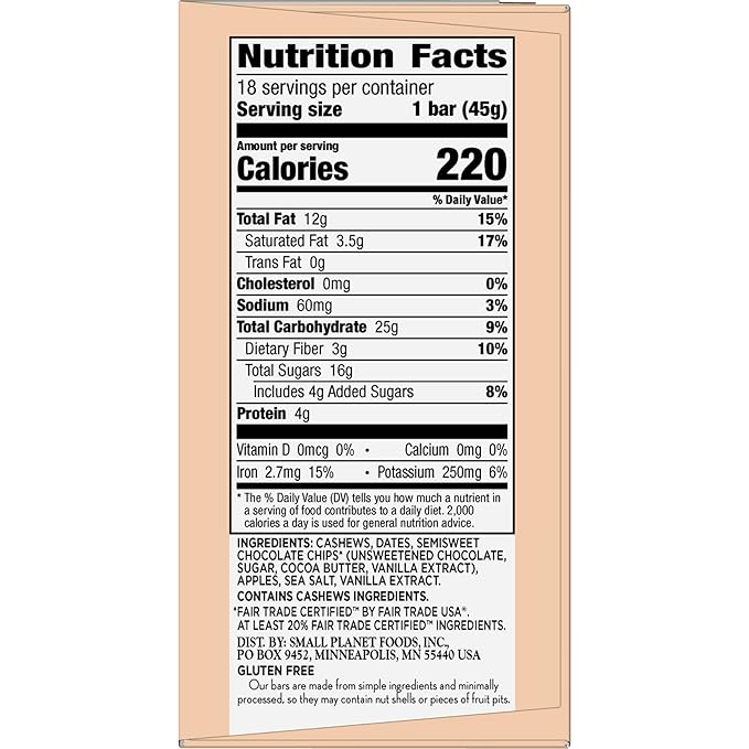 Larabar Chocolate Chip Cookie Dough, Gluten Free Fruit & Nut Bar, 18 Ct