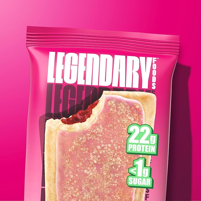 Legendary Foods 22g Protein Pastry+ Cherry, Low Carb Meal Replacement Bar - Low Glycemic, Gluten Free Protien Snacks - Healthy Keto Snack Box 8 Zero Sugar Energy Bars - Bariatric Diabetic Friendly