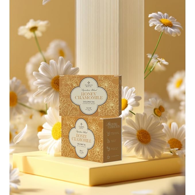 BLOSSOM RITUAL Honey Chamomile – Floral Oolong Tea Loose Leaf – 20 Natural Based Pyramid Bags – Serve Upto 60 cups – Support Metabolism & Better Sleep | 2.65oz