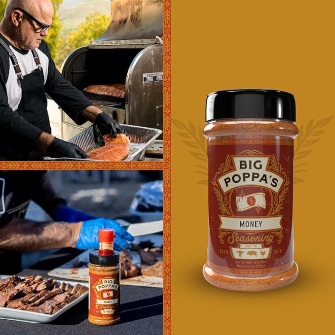 Big Poppa’s Money BBQ Rub — Award Winning Pork BBQ Rub — Gluten-Free Spice Mix — Dry Rubs for Smoking and Grilling with Sea Salt (14 Oz)