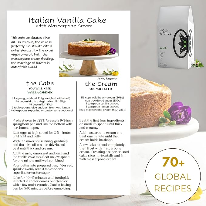 Flour & Olive ??Award Winning Gourmet Vanilla Olive Oil Cake Baking Mix