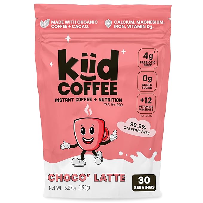 Kiid Coffee - 99.9% Caffeine-Free Organic Coffee for Kids - As Seen on Shark Tank - 12 Vitamins & Minerals, 4g Prebiotics, 0g Sugar - Non-GMO & Gluten-Free - Healthy Snack - Chocolate - 30 Servings