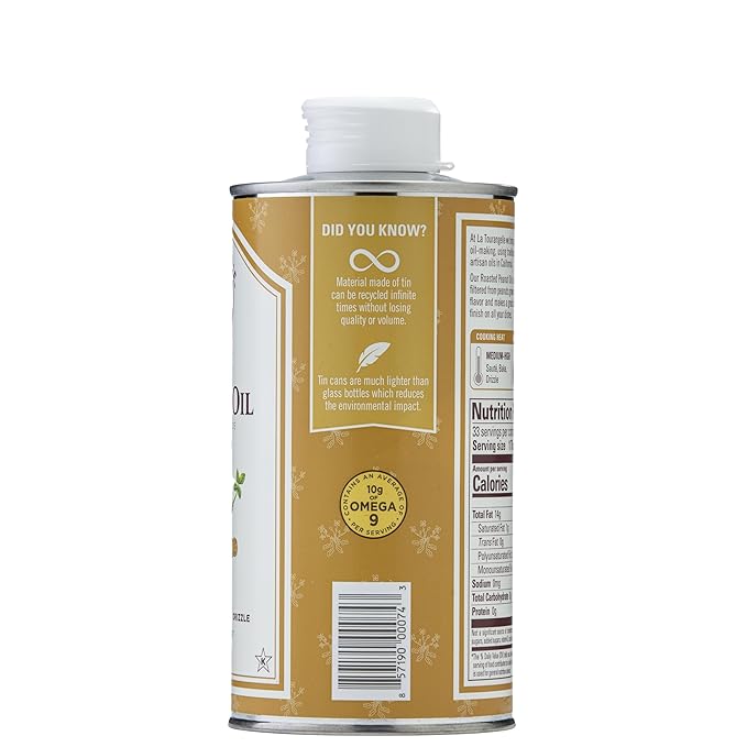 La Tourangelle, Roasted Peanut Oil, Slow Roasted Expeller-Pressed for Rich Flavor, Perfect for Cooking & Baking, Med-High Heat, Unrefined, Small Batch Production in USA, 16.9 Fl Oz