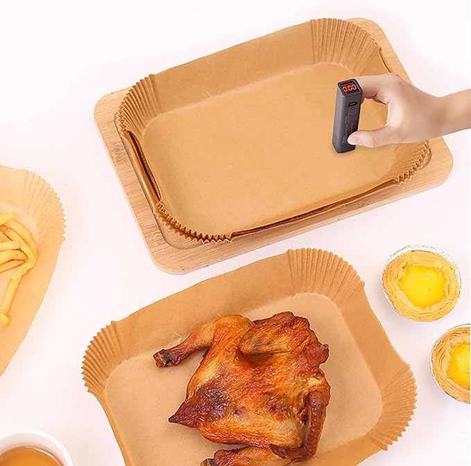 Air Fryer Liners Disposable,200Pcs Parchment Paper,LYHOLKEER 8.6x5.5 inch Rectangle Air Fryer Paper Liners for Ninja Foodi Dual/2-Basket DZ201/DZ401/FG551/DZ302/DZ090/DZ071/DZ550/SL401/SL201/IG601