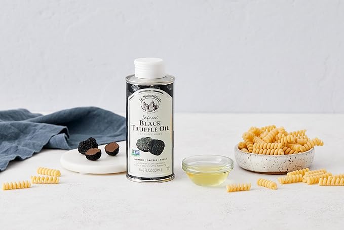 La Tourangelle, Black Truffle Oil, Complex Gourmet Earthy Flavor for Drizzling over Pasta, Popcorn, Vegetables, Potatoes, Soup and More, 8.45 Fl Oz