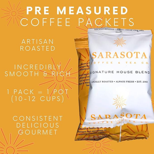 Sarasota Coffee Ground Packets | Gourmet Medium Roast Ground Coffee Packs | Breakfast Blend | Low