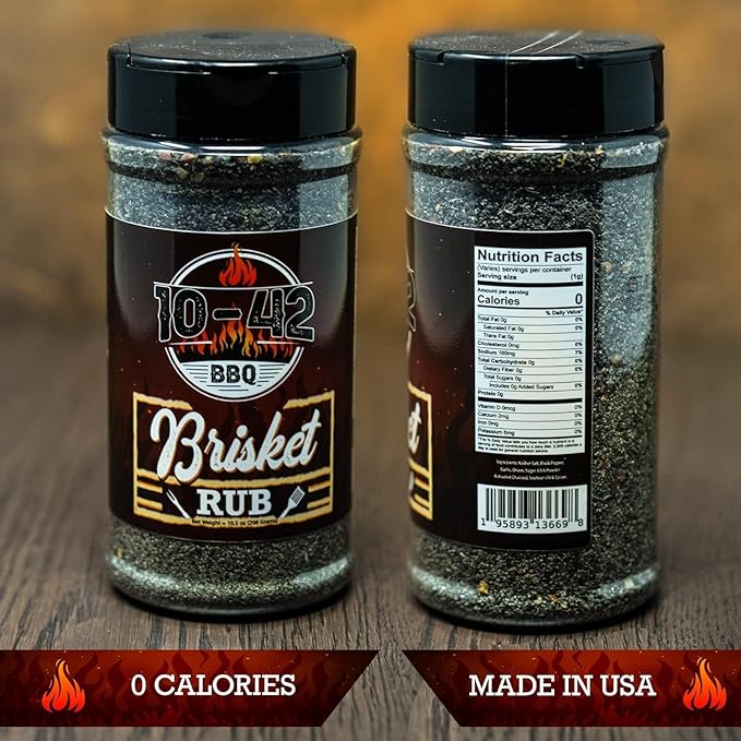 10-42 BBQ Brisket Rub (NO MSG) 10.5 oz - All-Natural Spice Seasoning for Steak, Rib, Meat - Beef Brisket Seasoning Dry Rub - BBQ Rubs and Spices for Smoking and Grilling - Brisket rub for smoker - 0 Calorie