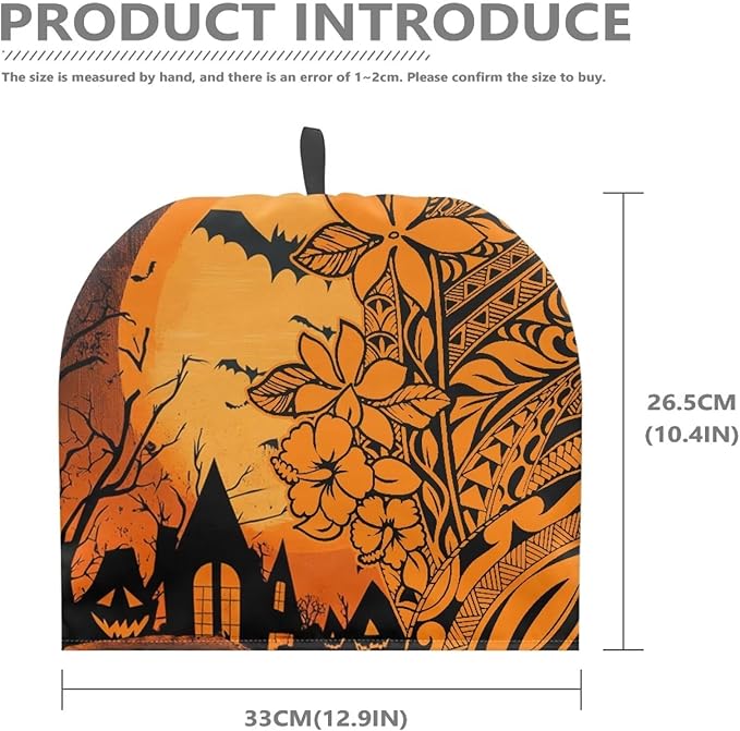Halloween Tea Cozy for Teapot Samoa Polynesian Style Tea Cosy Fabric Quilted Padding & Heat-Proof Teapot Cover Customized Soft Tea Cozy for Household Kitchen