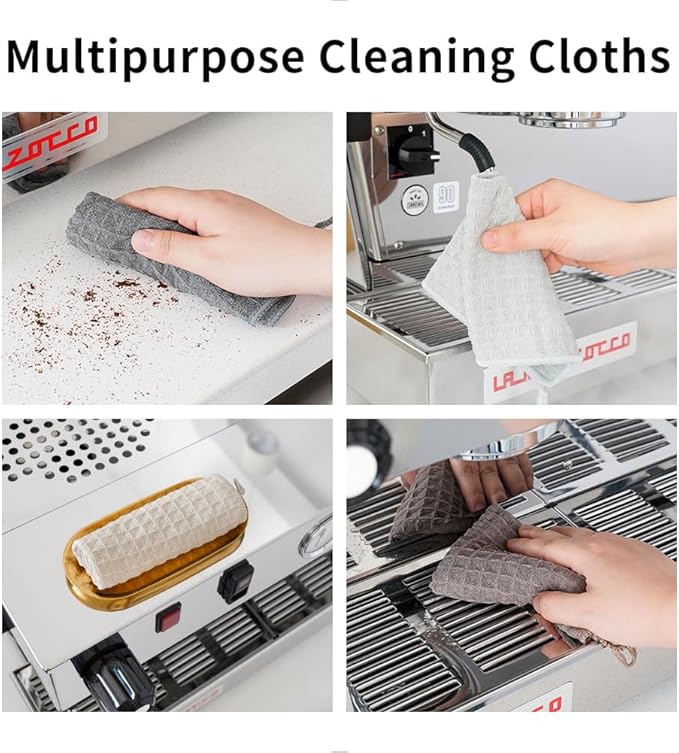 watchget Barista Micro Cloth 10 Pack, Microfiber Barista Cleaning Towels Microfiber Waffle Weave Kitchen Dish Cloth Coffee Bar Towel Coffee Machine Cleaning Cloth, Light Grey(12"x12")