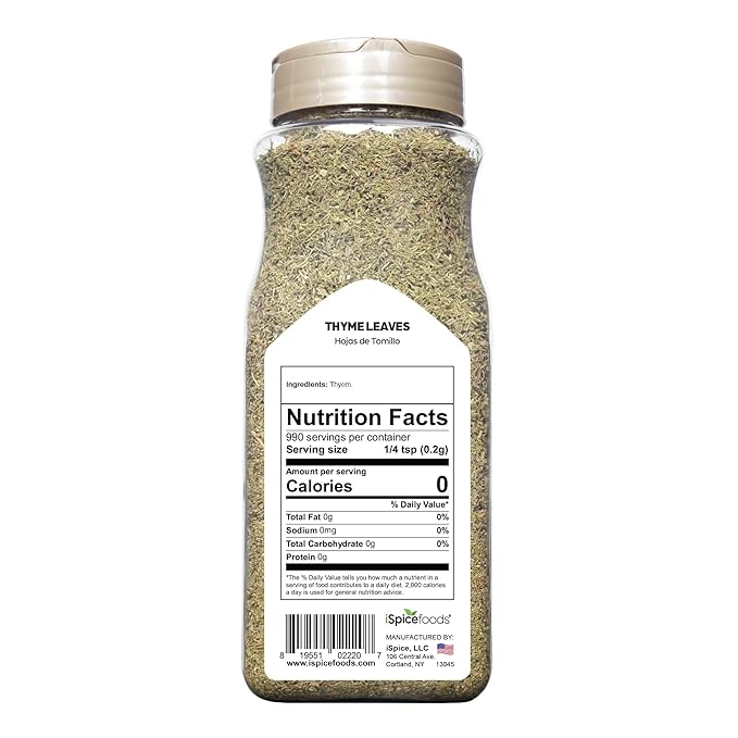 iSpice | Thyme Leaves | 7 oz | Bulk Size | Premium Herbs | Kosher