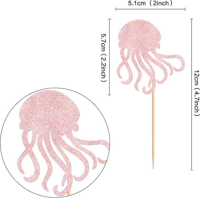 24 PCS Octopus Cupcake Topper Ocean Themed Party Octopus Cupcake Decorations Baby Shower Birthday Party Decorations