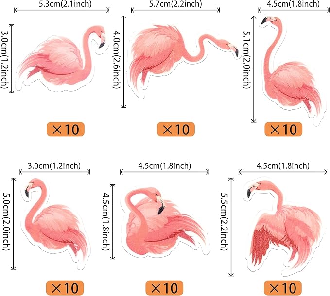 Rsstarxi 60 Pack Edible Flamingo Cupcake Toppers Rice Paper Tropical Aloha Luau Cupcake Picks for Summer Hawaiian Theme Birthday Wedding Party Cake Decorations Supplies